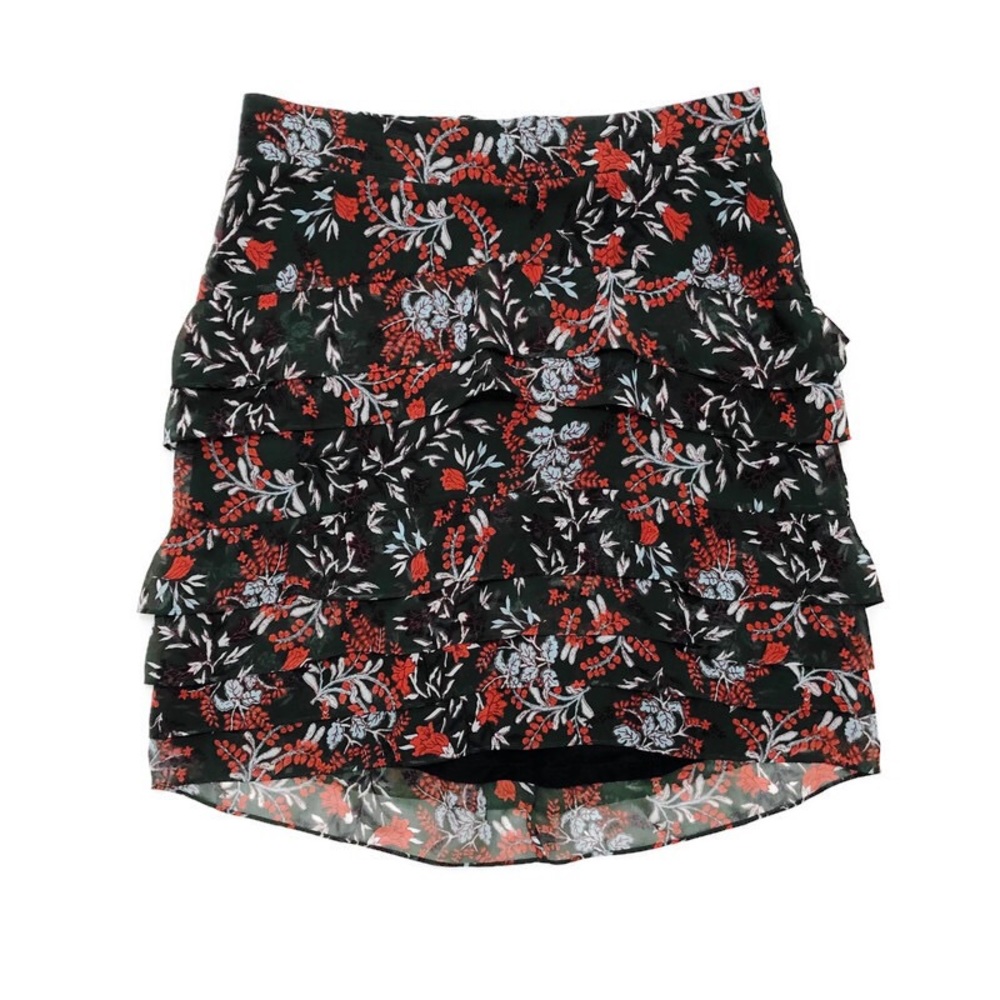 Maje Jerkita Floral Print Tiered Ruffle Skirt - Picture 6 of 8